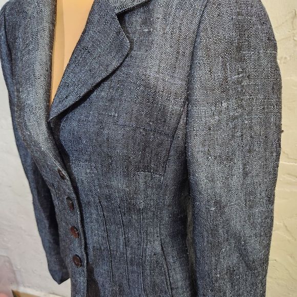 NINA MCLEMORE blue 100% textured silk blazer jacket size 6 - Picture 11 of 14